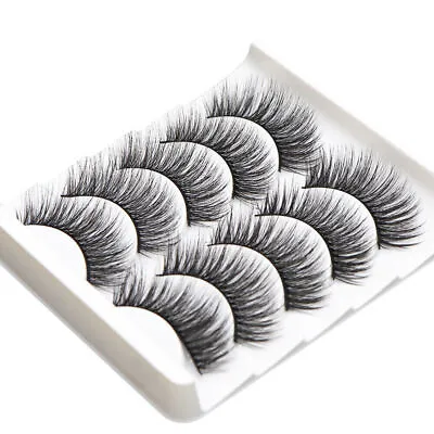 Russian Style Strip Lashes D Curl Mink False Eyelashes Black Thick Full Curled • £2.99