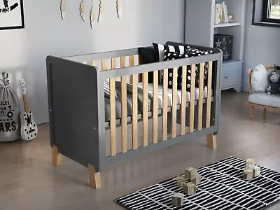 Baby Cot Bed 120x60cm With Wooden Barrier & Deluxe Aloe Vera Mattress • £165.99