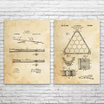 Billiards Pool Patent Prints Set Of 2 Billiards Art Pool Player Gifts Dad Gifts • $23.95