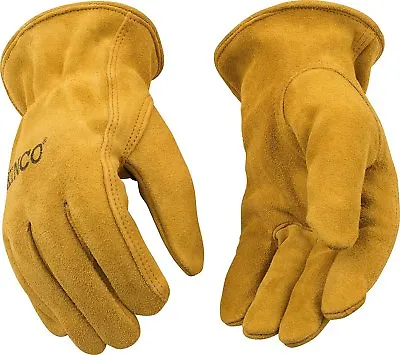 Kinco 50 Unlined Mens Suede Work Gloves Cowhide Driver Farm Child & Adult Sizes • $10.99