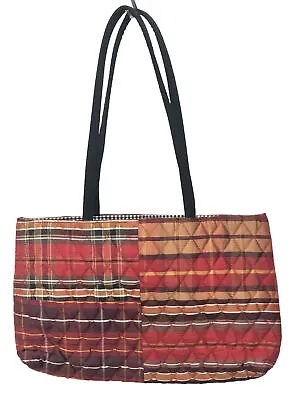 VERA BRADLEY Purse Womens Silk Red Madras Plaid Shoulder Hand Bag Snap 8x13” • $19.94