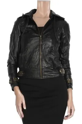 Leather Jacket Mike & Chris Womens Size XS Black • $89