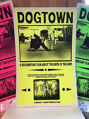 Vintage Original DOGTOWN Film Movie Skateboard Poster Rhino & VANS Neon Yellow • $79.99