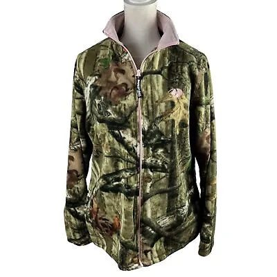 Mossy Oak Breakup Infinity Camouflage Full Zip Fleece Jacket Pink Green XL • $20