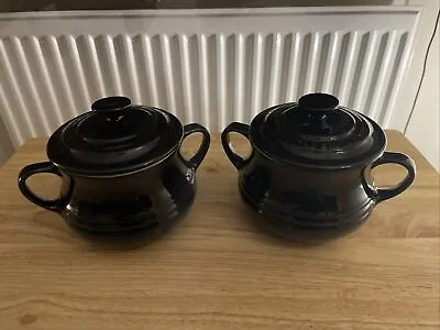 2 X Le Creuset Soup Pots With  Lids - BLACK • £19