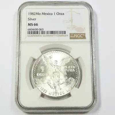 1982 Mo NGC MS66 - MEXICO - 1 Oz Silver Libertad Un Onza #46080V • $69.95