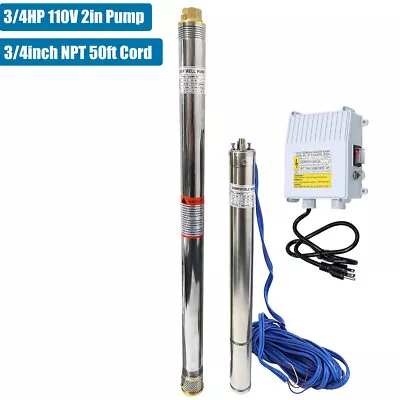 2  3/4HP Deep Well Submersible Pump 110V 6 GPM 164FT Max 26 Stage 50FT Cord • $143.50