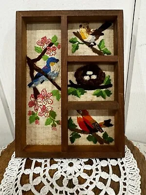 Vintage Bucilla Needlepoint Nesting Time Shadow Box (completed) • $12.99