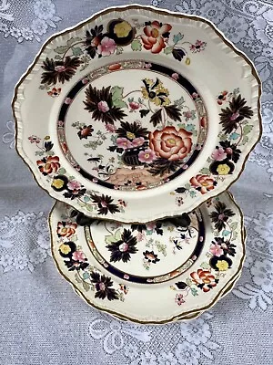 3 X Masons Mandarin 27.5cm Dinner Plates Good Condition Surface Crazing • £14.99