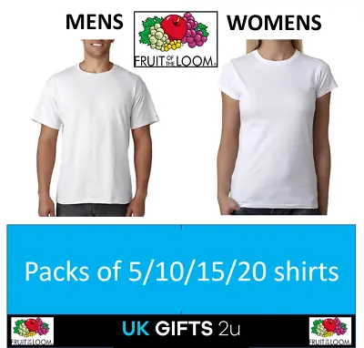Fruit Of The Loom Cheap White T-shirts Shirt 100% Cotton Wholesale 5/10/20 Pack • $25.25