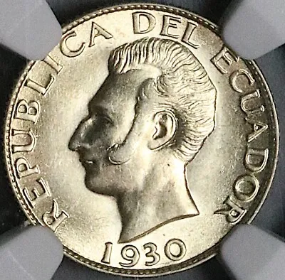 1930 NGC MS 63 Ecuador 50 Centavos Mint State Key Date Silver Coin (23102902C) • $175