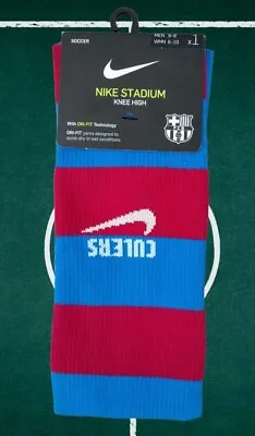Nike FC Barcelona 2021/22 Stadium Home Knee High Soccer Socks NWT M 6-8 W 6-10 • $12.99