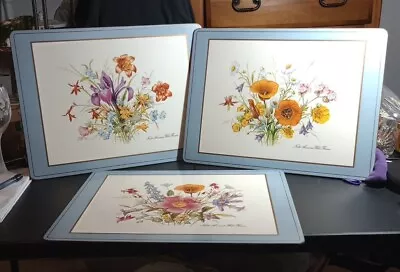 3 Vntg Pimpernel North American Wildflowers Placemats England Shows Gentle Use • $20