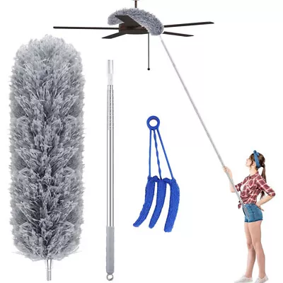 Extendable Feather Duster Microfiber Duster Telescopic Pole And Bendable Head • £7.39