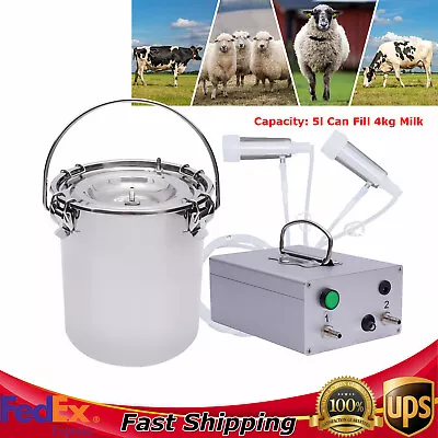 5L Electric Sheep Goat Milking Machine 110v Bucket Vacuum Impulse Pump Milker • $105