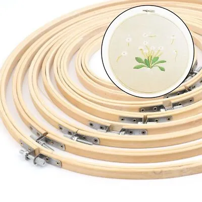 New Handmade Bamboo Embroidery Hoop Sewing Tools Cross Stitch Frame Round Loop • £4.21