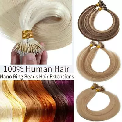 Russian Highlight 100% Remy Nano Ring Beads Human Hair Extensions Full Head 100G • $161.83