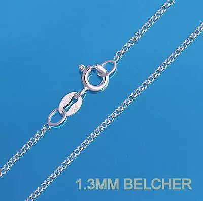 925 Sterling Silver 1.3mm BELCHER ROLO Chain Necklace Various Lengths • £9.49