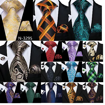 $10.99 • Buy 150 Color Men Silk Tie Necktie Set Red Blue Black Green Pink Striped Solid Tie