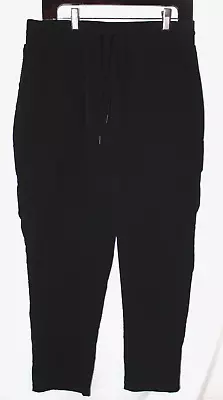 Womens Large Black Capri Pants 90 Degree By Reflex Windbreaker Athletic Used • $10.90