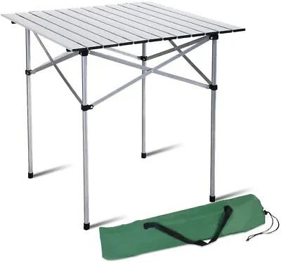 £35.99 • Buy Portable Camping Table Folding Picnic Table Aluminum Roll Up Tabletop W/ Bag