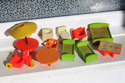 £12 • Buy Vintage Fisher Price Little People Furniture 1970s Retro Toys Dollhouse Camper