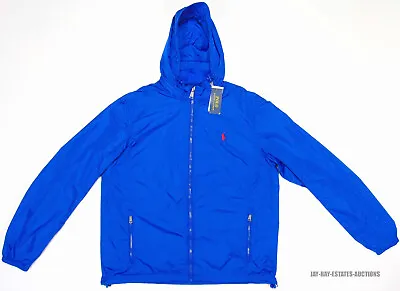 New Polo Ralph Lauren Retford Packable Windbreaker Rain Jacket Hood Blue Large • $99.99