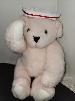 The Vermont Teddy Bear Company Pink Nurse Hat Movable Bear 15  CLEAN • $6