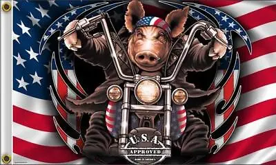 Great American Hog Motorcycle Flag Biker Flag Polyester 3x5 Feet • $14.95