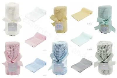 £4.95 • Buy Baby Cellular Blanket 70 X 90cm Newborn Crib Buggy Pram 100% Cotton ~ Soft Touch