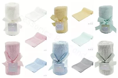 Baby Cellular Blanket 70 X 90cm Newborn Crib Buggy Pram 100% Cotton ~ Soft Touch • £9.95