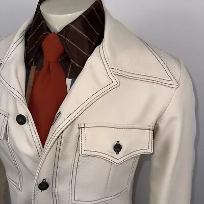 Mens Sears Jacket Leisure Suit Blazer Vintage 60s 70s Disco Hippy Polyester 40 • $74.99