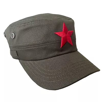 Military Patrol Cap Red Star Communist Retro Style Cotton Baseball Hat Adjustabl • £13.99