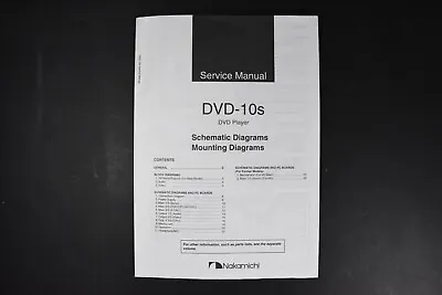 Nakamichi DVD-10s DVD Player - Diagrams - Service Manual - Genuine Original • $12.86