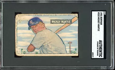 1951 Bowman Mickey Mantle Yankees Rookie Card #253 RC HOF - SGC Authentic • $5448.25