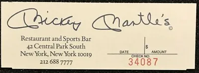 Mickey Mantle's Restaurant & Sports Bar Facsimile Signed Check Stub NY Yankees • $13.79