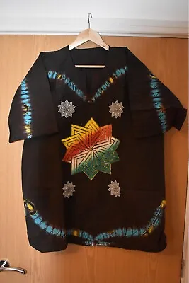 £18.99 • Buy Unisex Dashiki African Tribal Print Caftan Shirt -Black With Multicolour, Medium