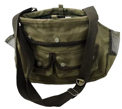 VTG Fly Fishing Canvas TACKLE BAG Shoulder/STRAP Pouch Trout BASS Outdoors GREEN • $16.99