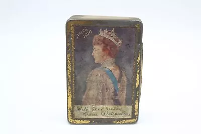 F Rare Antique WWI Era C1914 Queen Alexandra Christmas Tin • £34.33