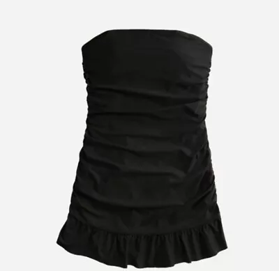J Crew Women's Ruched V-Neck Swim Dress Swimsuit Bathing Suit Size 4 Black NWT • $35