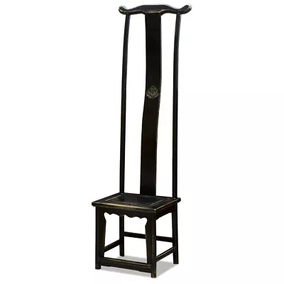 US Seller - Distressed Black Elmwood Chinese Ming Tall Chair • $1358