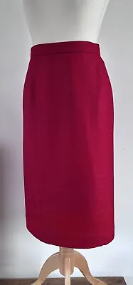 JAEGER Vintage Red Pencil Skirt  With Zip Back And Slit To Back UK16 • £6