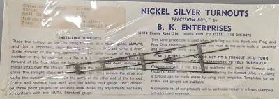 BK Enterprises 1441 N Scale Code 55 #4 Right Assembled Nickel Silver Turnout • $22.09
