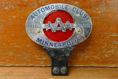 Vintage AAA Automobile Club Member Minneapolis Award Member License Plate Topper • $149.95