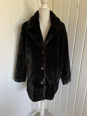 Ladies Oakwood Black Faux Fur Coat Uk Size Xl Bnwt • £69.99