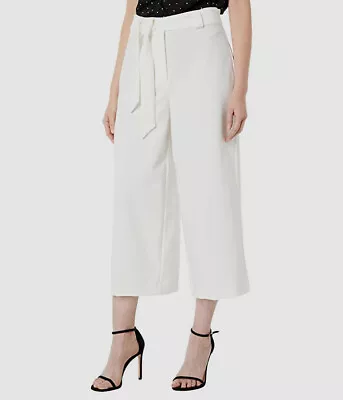 $109 Vince Camuto Women's White Belted Culottes Trousers Pants Size 12 • $35.18