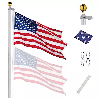$99.90 • Buy 30ft Upgraded Aluminum Sectional Flag Pole US Flag Top Ball Flagpole Kit
