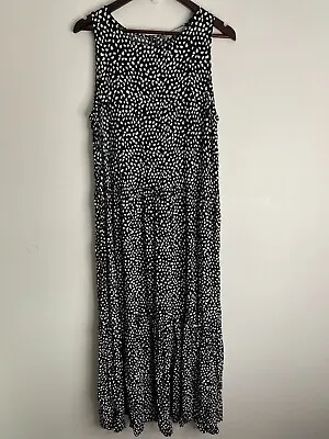 Target Maxi Dress Womens Plus Sz 16 Black White Tiered Sleeveless Button Flowy • $39.99