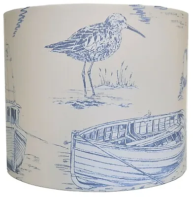 Nautical Bird Lampshade - Cream & Blue Curlew Seabirds Ceiling Light Shade • £29.99