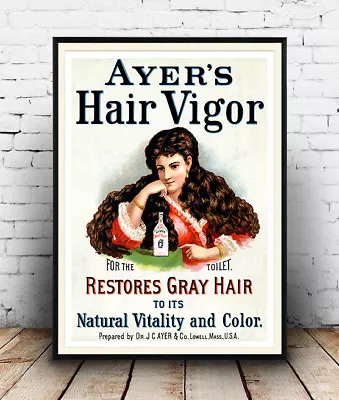 £11.39 • Buy Ayer's Hair Vigor : Vintage Magazine Advert, Wall Art , Poster, Reproduction.